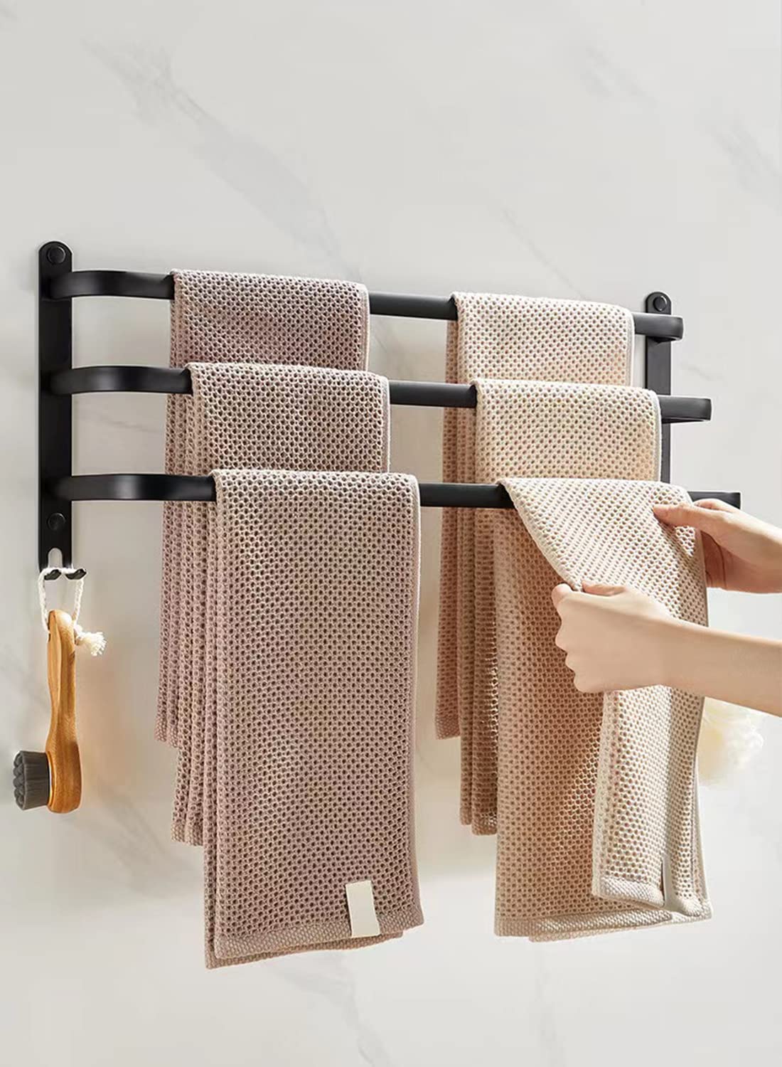 60CM Towel Bar Towel Rack Bathroom, Bathroom Accessories Set, 60cm Bathroom Towel Holder, Bathroom Black Towel Bar Hand Towel Holder Bathroom Towel Rack Wall Mount