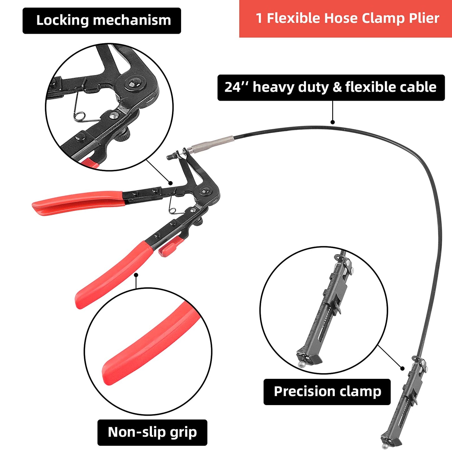 DAYUAN 9pcs Wire Long Reach Hose Clamp Pliers Set Fuel Oil Water Hose Auto Tools