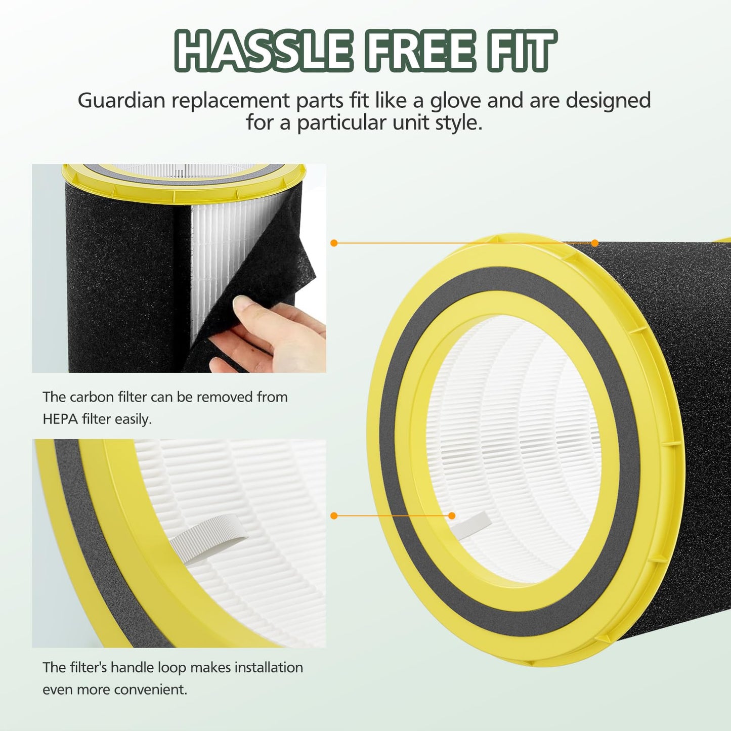 FLT4700 HEPA Filter M Replacement Compatible with G-Guardian AC4700 AC4700BDLX AC4711W AC4625 AC4625WDLX Air Purifier FLT4700 FLT47CB4, 2 HEPA + 4 Activated Carbon Filter (2+4)