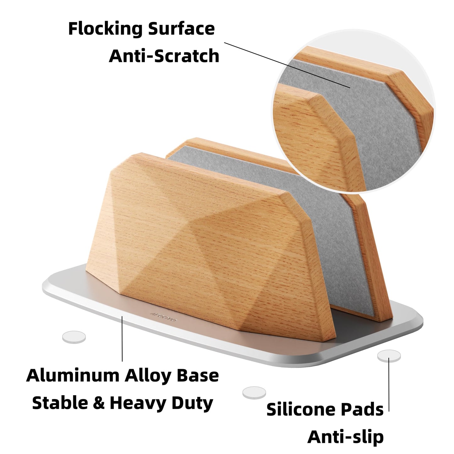AFOOYO Vertical Laptop Stand - Wooden Adjustable Laptop Holder,Desktop Dock Compatible with All MacBook, Surface,Chromebook,Dell & More(Beechwood)