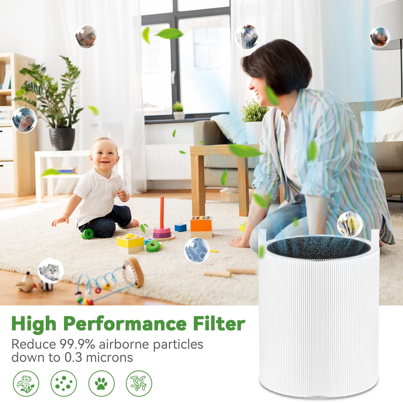 311i Max True HEPA Filter Replacement Compatible with Blueair Blue Pure 311i Max Air Purifier: 2-in-1 HEPA Filter with Activated Carbon Filter (2Packs)