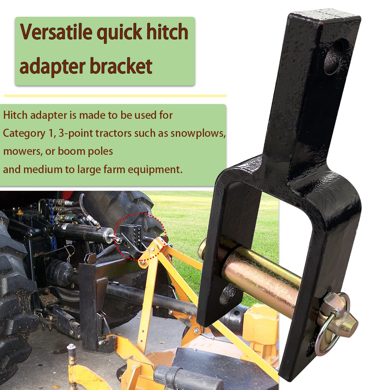 C CLINK Versatile Quick Hitch Adapter with Adapter Sleeve Used to Adjust Top Link Bracket Movements Fit for Category 1 Quick Hitch Made of Integral Casting