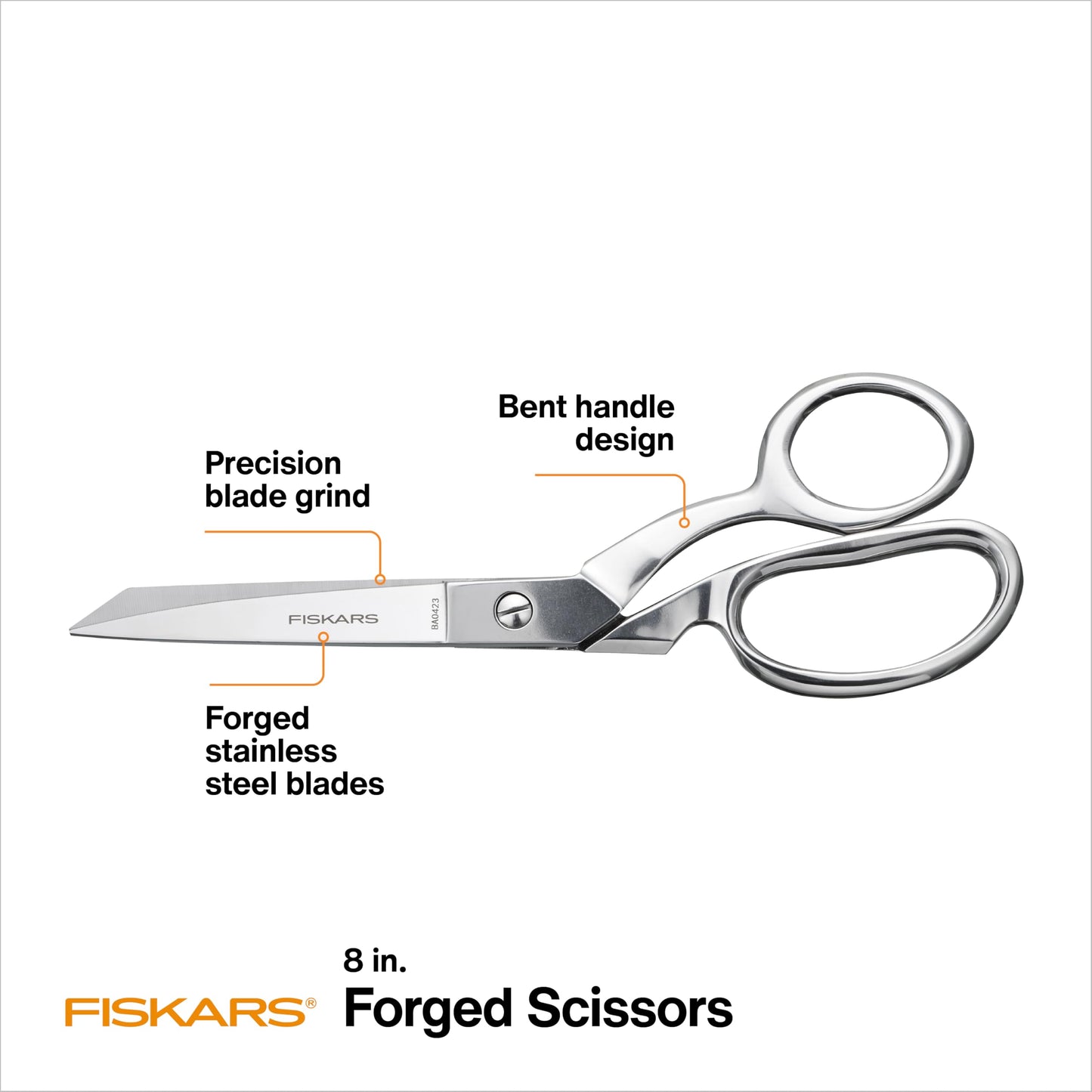 Fiskars 8-Inch Quality Forged Razor-Edged Bent Scissors, Gray