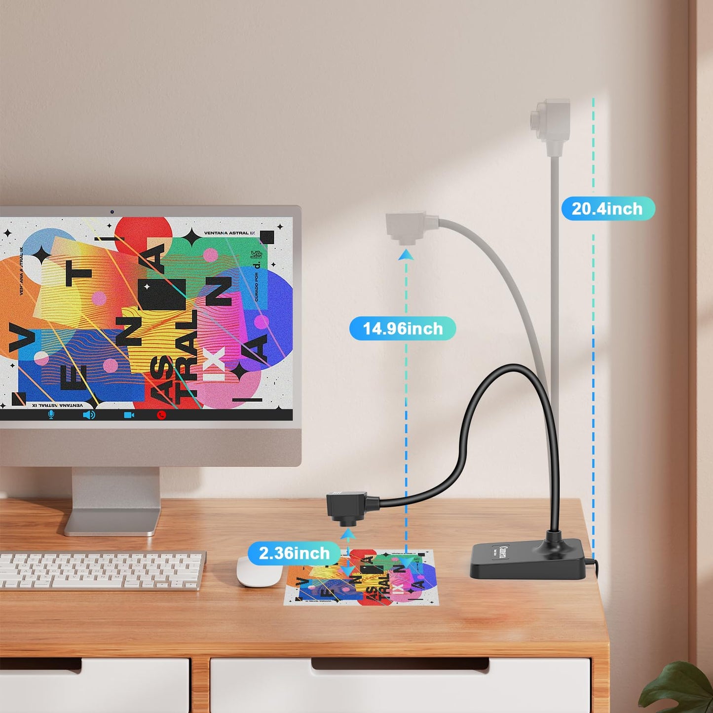 USB Document Camera for Teachers, Webcam for Distance Learning,Manual Focus Camera,with mic,Fold for Mac OS, Windows, Chromebook Compatible for Web Conferencing, Remote Teaching,Live Demo,visualizer