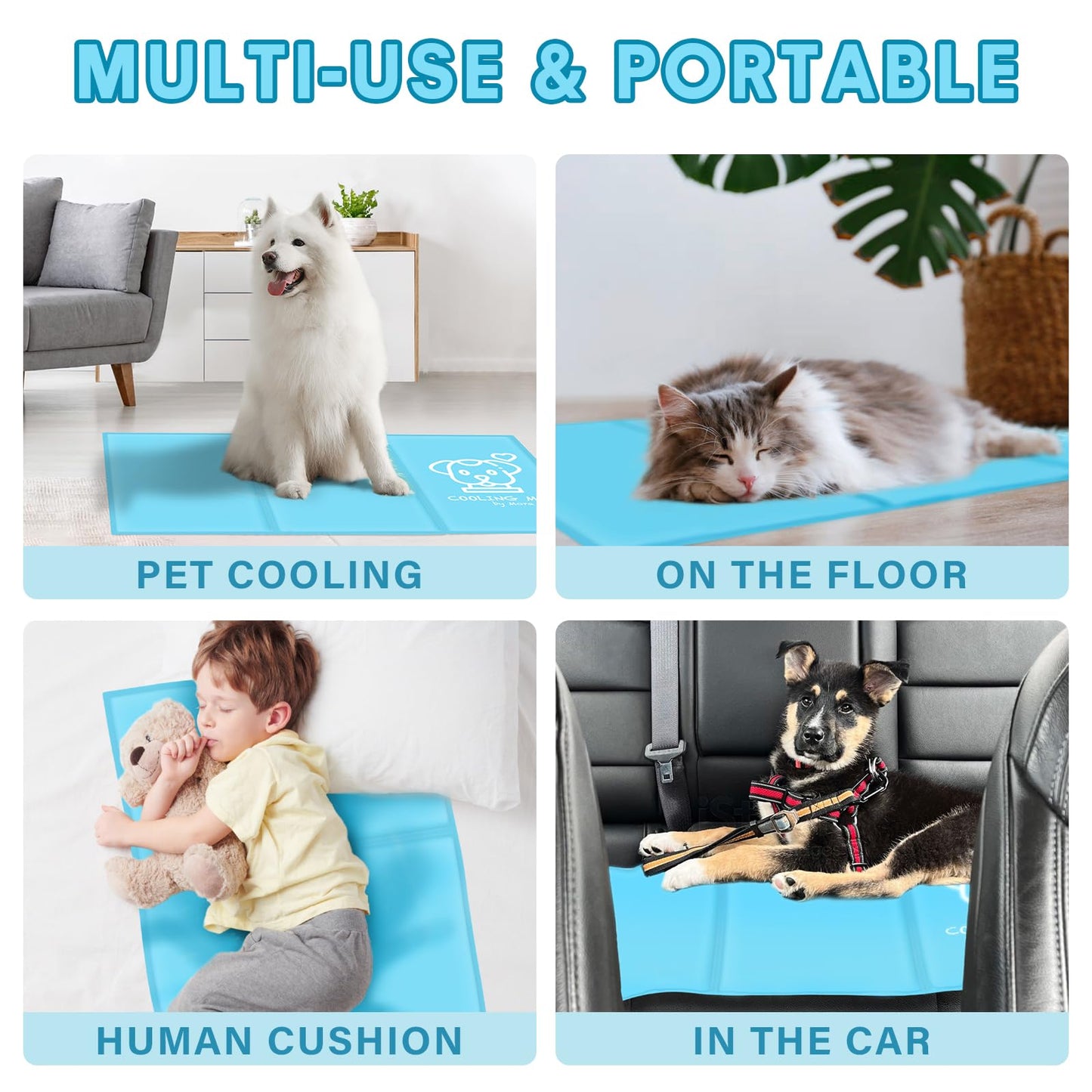 Mora Pets Dog Cooling Mat Gel Cooling Mat for Dogs 100 x 60 CM Self Cooling Pet Bed for Cat and Puppy Pressure Activated Cooling Pad for Large Medium Small Dogs X- Large 39.5 x 24 inch