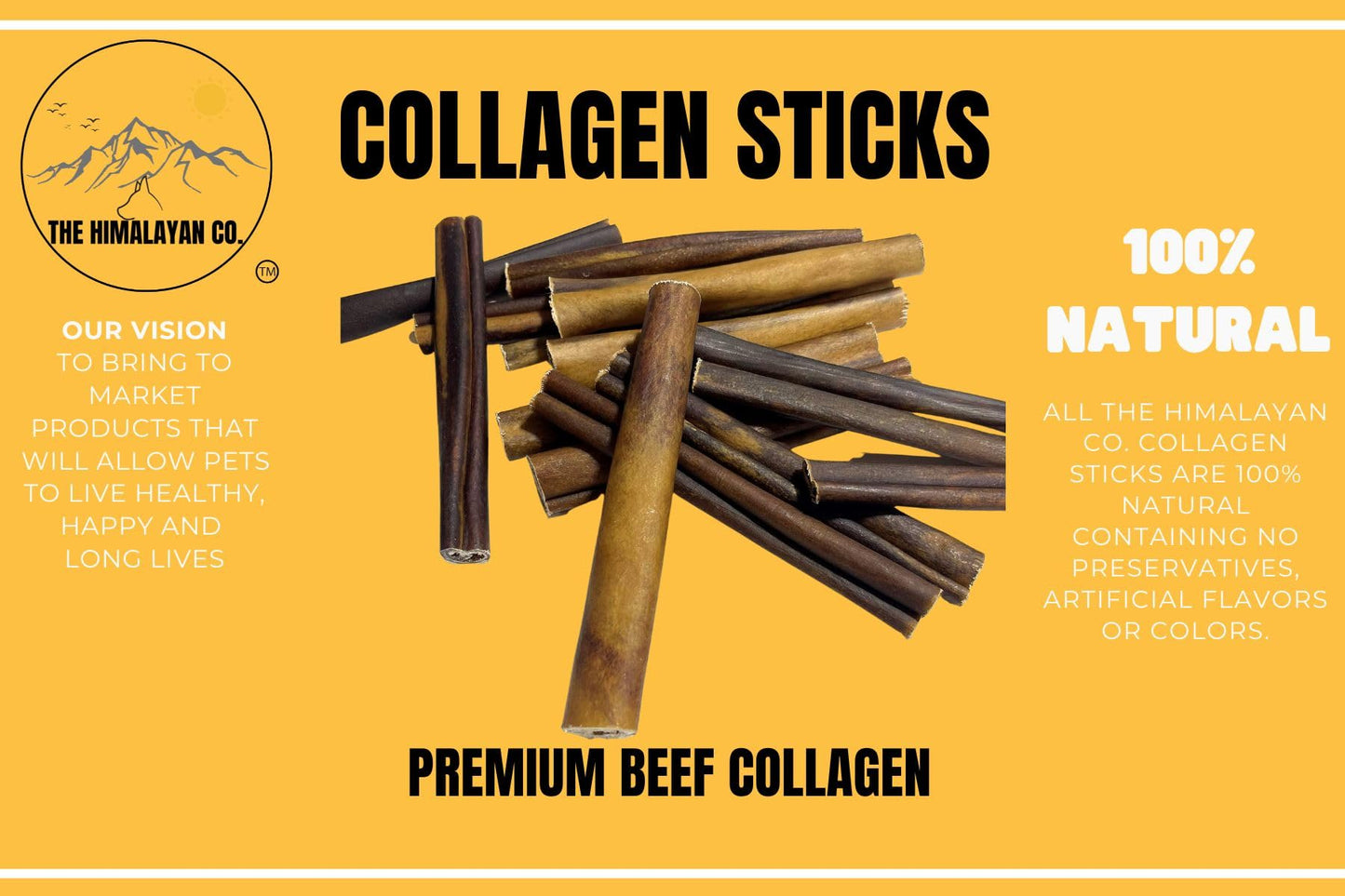 Beef Collagen Sticks for Dogs - Dog Chew Treat - Long Lasting Collagen Chews - 6/12 INCH *(350 Grams) (5-8 Pack 12 INCH)* - NO Odor - Rawhide Free - Bully Stick Alternative Supports Health