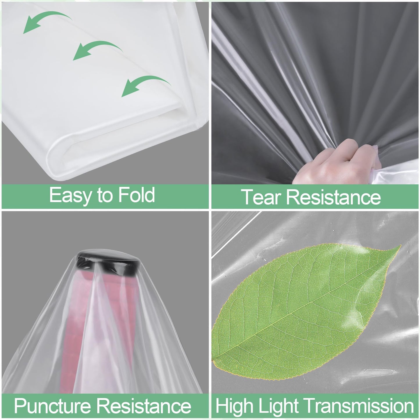 16 x 26 FT Clear Greenhouse Plastic Sheeting, 6 Mil Polyethylene Film Heavy Duty, Water Sun Frost Wind Dust Resistant Winter Hoop House Toughness Plastic Cover for Farming, Gardening, Agriculture, DIY