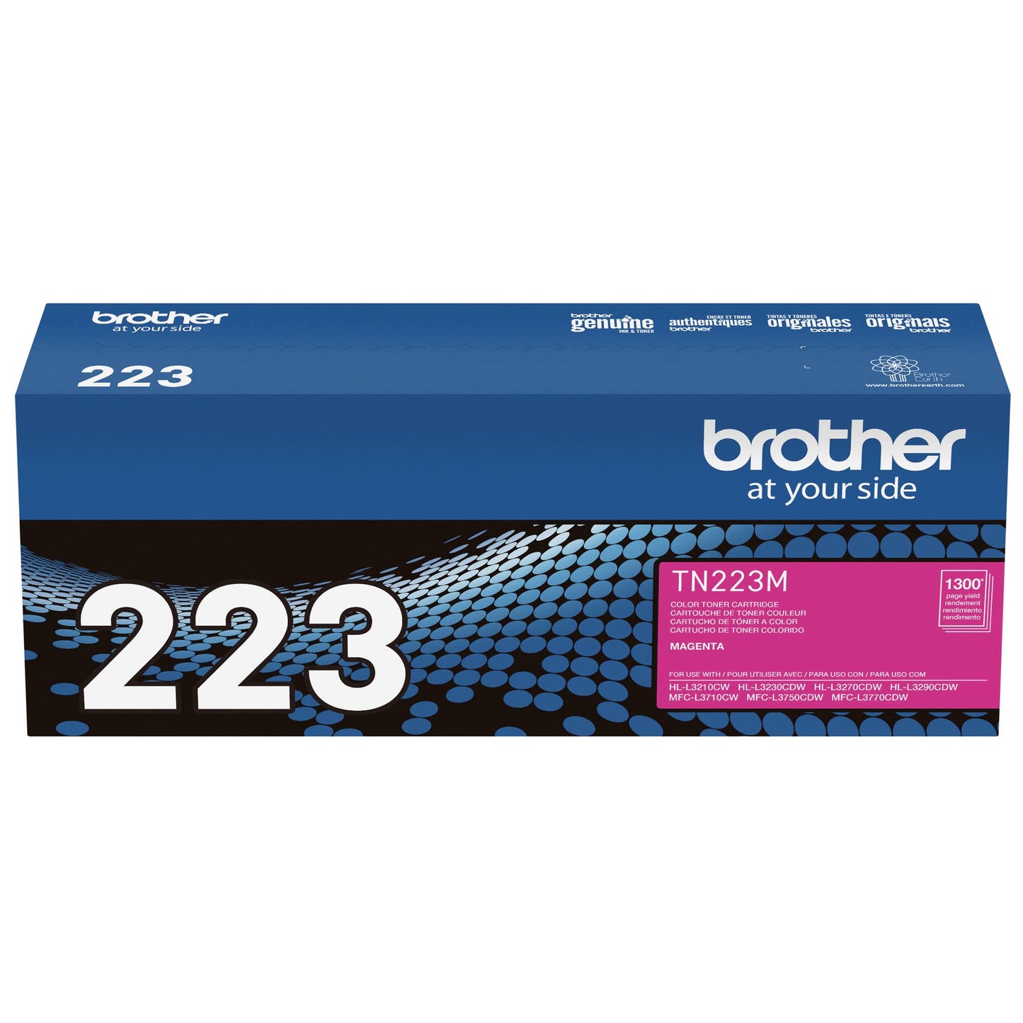 Brother original TN223M Standard Yield Magenta Toner Cartridge, original toner replacement cartridges, toner for Brother laser printers HL-L3210CW, HL-L3270CDW, MFC-L3710CW, MFC-L3750CDW, and more