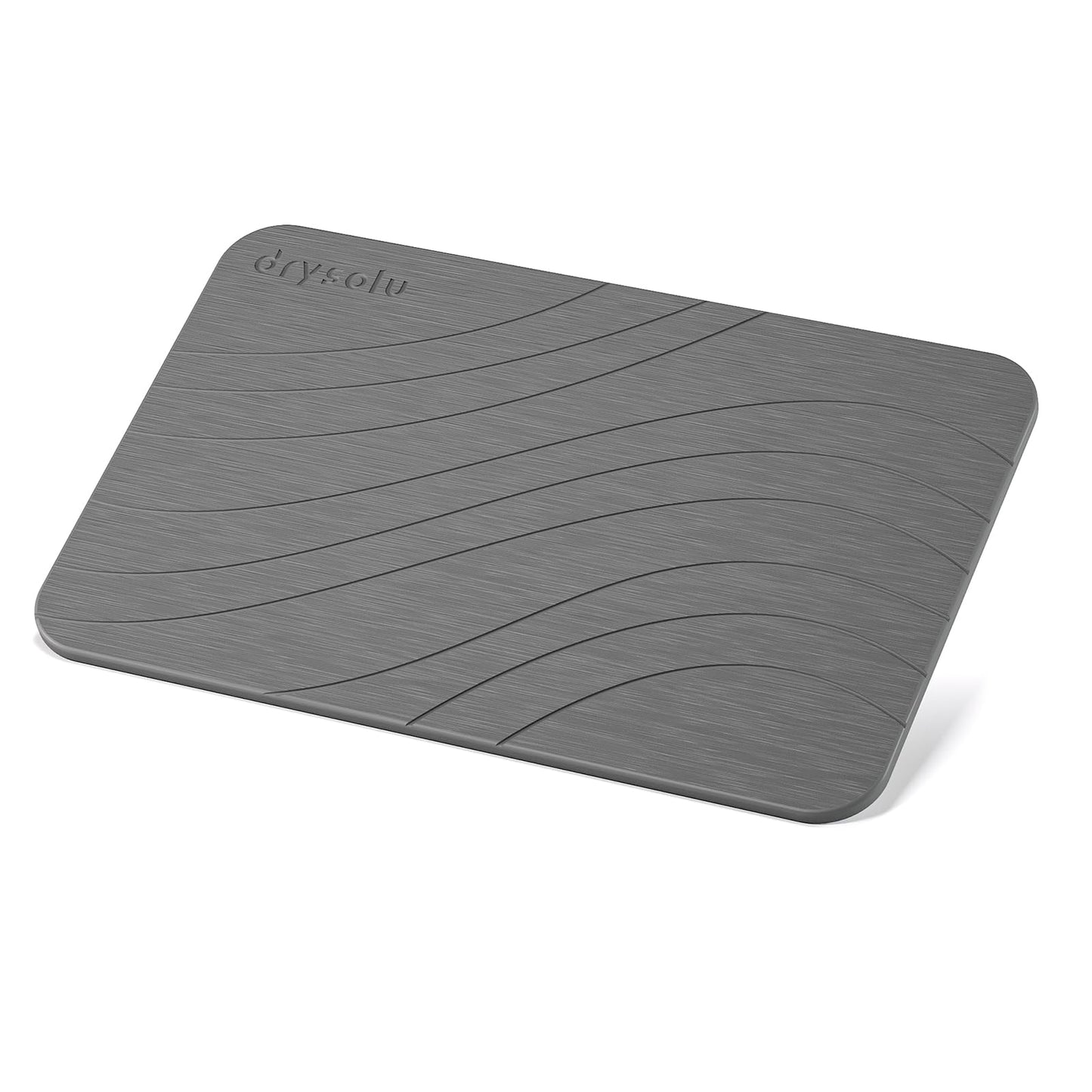 DRYSOLU Stone Bath Mat Diatomaceous Earth Bath Mat Stone Shower Mat Fast Water Drying Ultra Absorbent Pad Diatomite mat,Non-Slip Mat for Bathroom Shower,Kitchen,Pet,15.35x23.62in,Hard,Gray,1-Pack