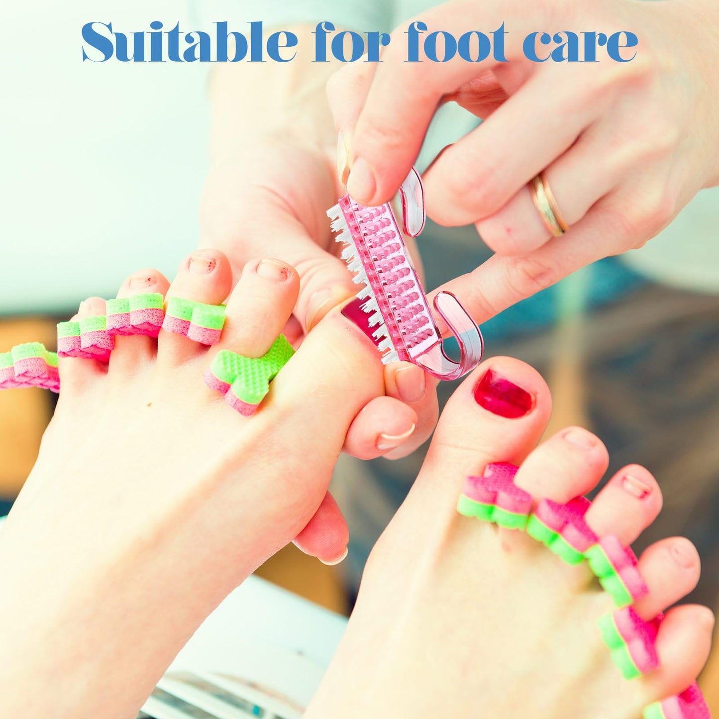 Bokon 400 Pcs Handle Grip Nail Brush Bulk Nail Scrub Brush Nail Brush for Toes and Nails Cleaner, Pedicure Scrubbing tool kit for Men and Women(Colorful)