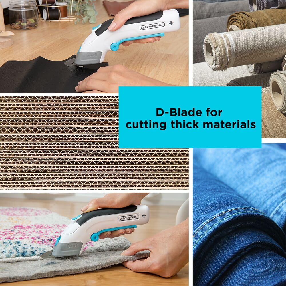 BLACK+DECKER 4V MAX Cordless, USB Rechargeable, Electric Fabric Scissors (BCSC115FF)