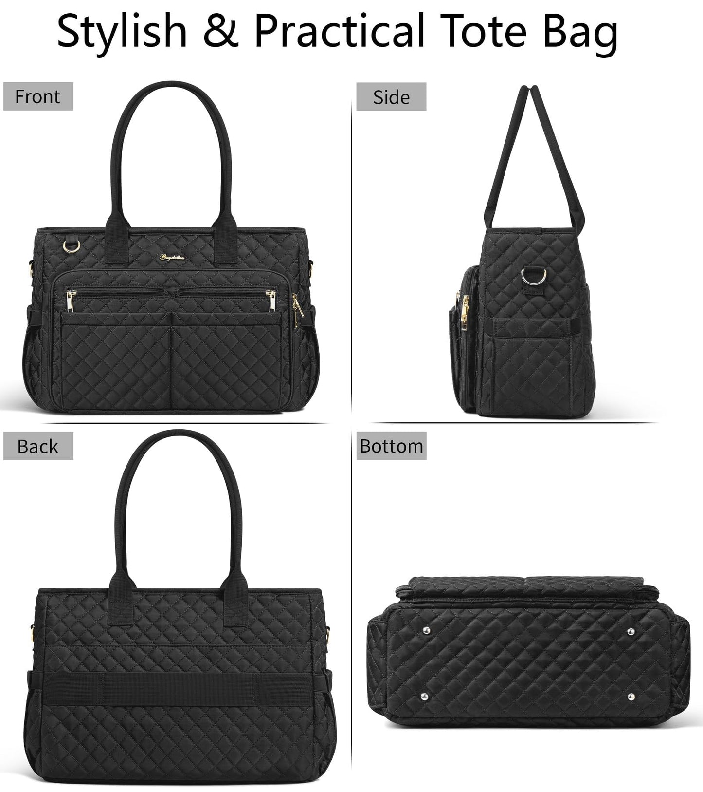 Teacher Tote Bag for Women, 15.6 inch Laptop Work Tote Bag Nurse Bag With Large Cup Holder & Insulated Pocket Professional Computer Handbag Laptop Briefcase for Office, College, Nursing, Travel, Gifts
