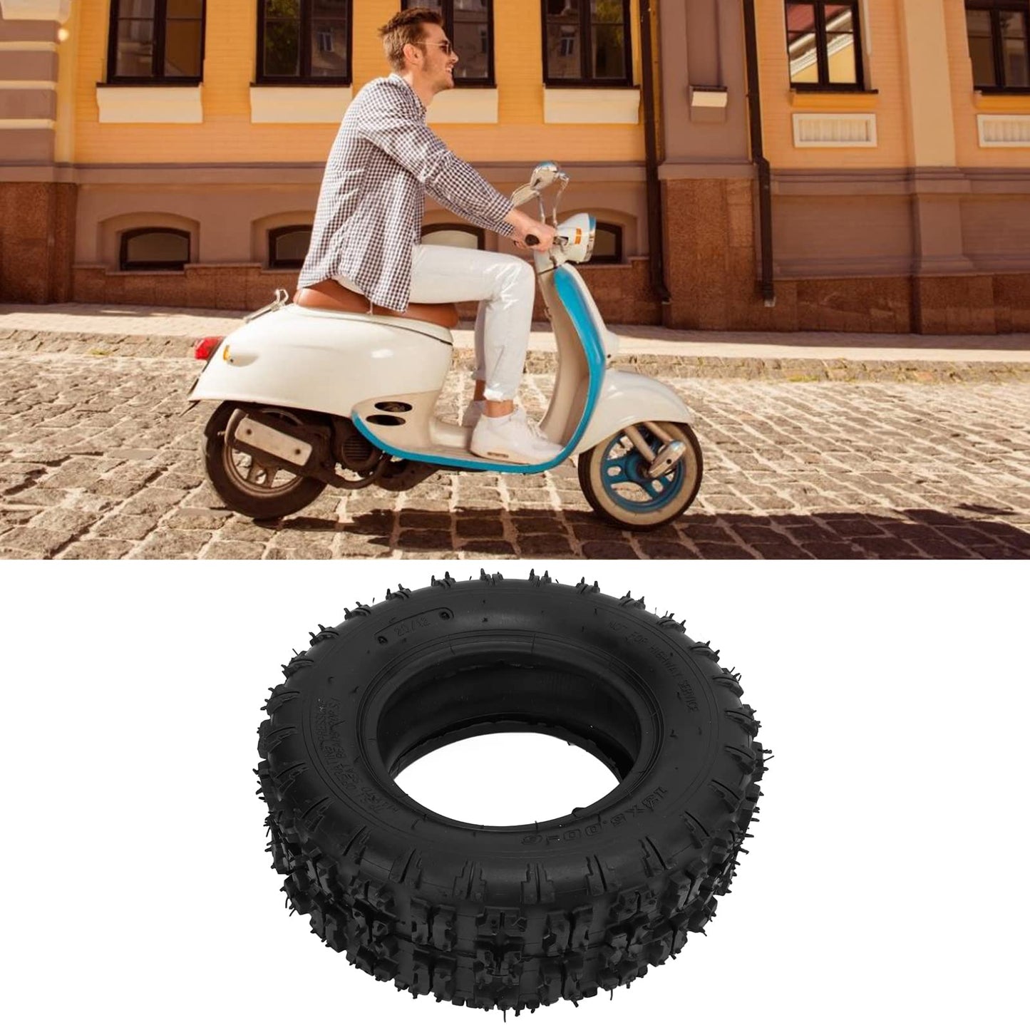 13X5.00‑6 Inner and Outer Tires, Professional 13X5.00‑6 Lawn Mower Tire Replacement with Straight Valve Stem Thickening Universal Off Road Car Lawn Mower Snow Plow Beach Tires