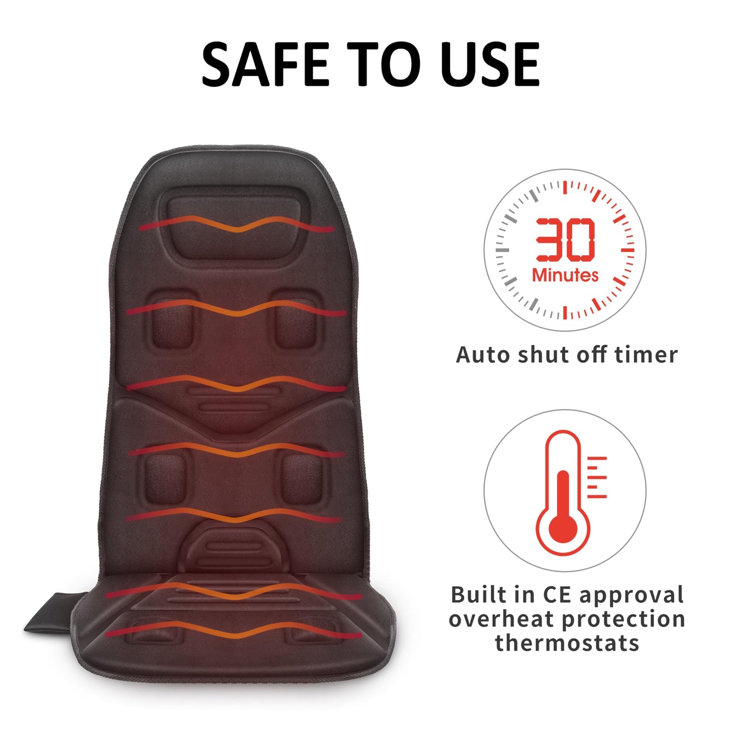 COMFIER Massage Seat Cushion with Heat - Back Massager for Chair, 3 Heating Pad, 10 Vibration Motors, Massage Chair Pad for Back Office Home use