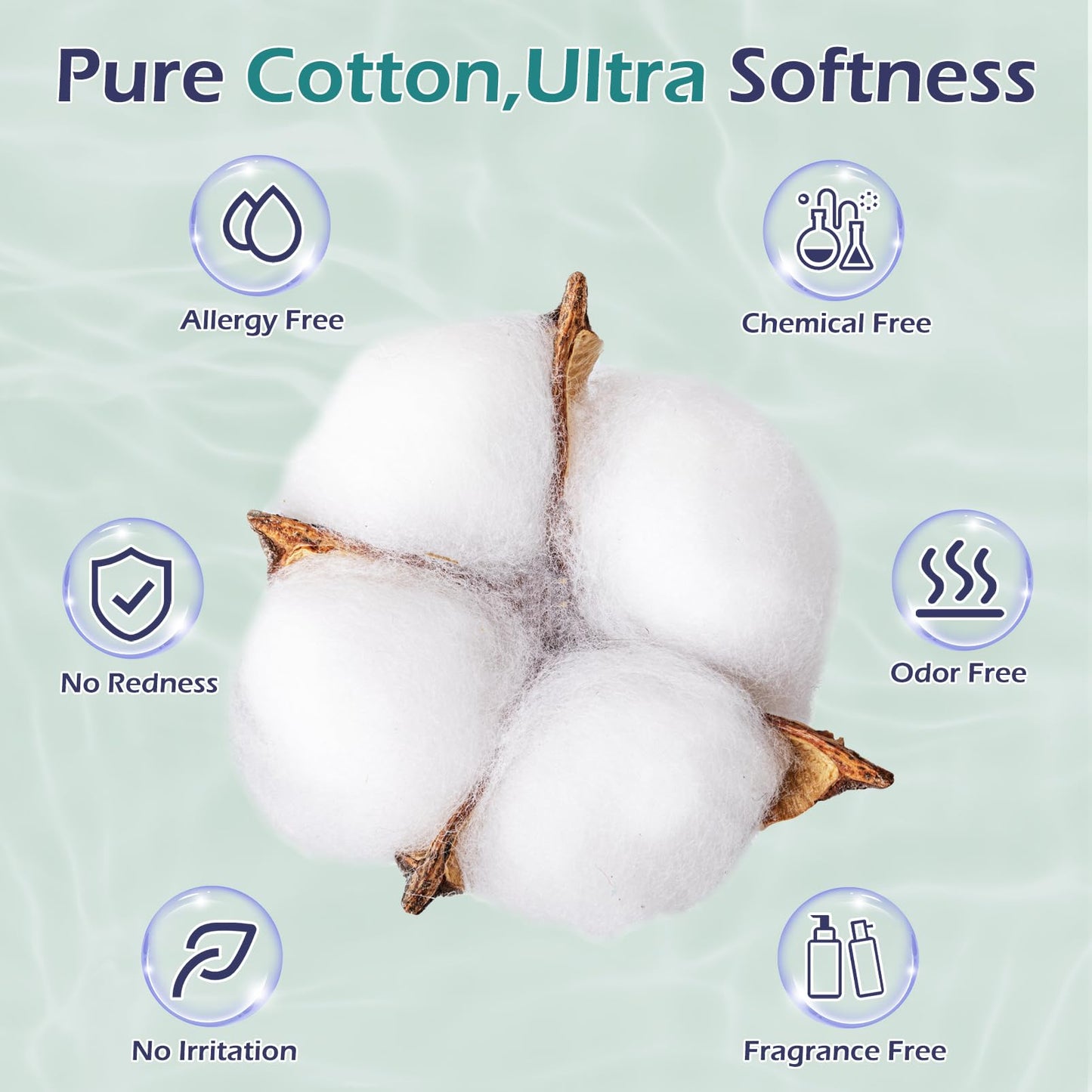 PureSoftness Disposable Face Towel, 100% Cotton, 80 Count, Extra Large 12" x 10", Soft Dry Wipe Face Wash, Makeup Remover, Biodegradable Towelette for Sensitive Skin (1 pack) (4, White, Extra Large)