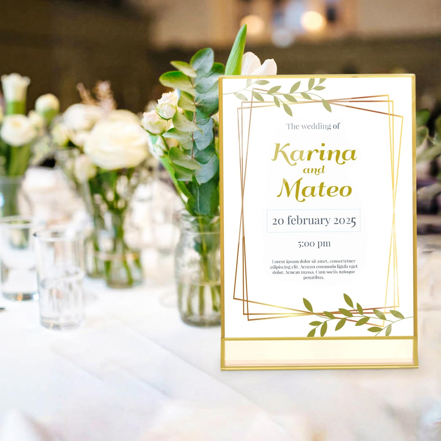 6 Pack Acrylic Gold Sign Holder, 8.5 x 11 Inch Clear Double Sided Picture Frame, Table Menu Display Stand Flyer Holder for Table Numbers, Photos, Restaurant, Wedding, Office (8.5 x 11 Inch)