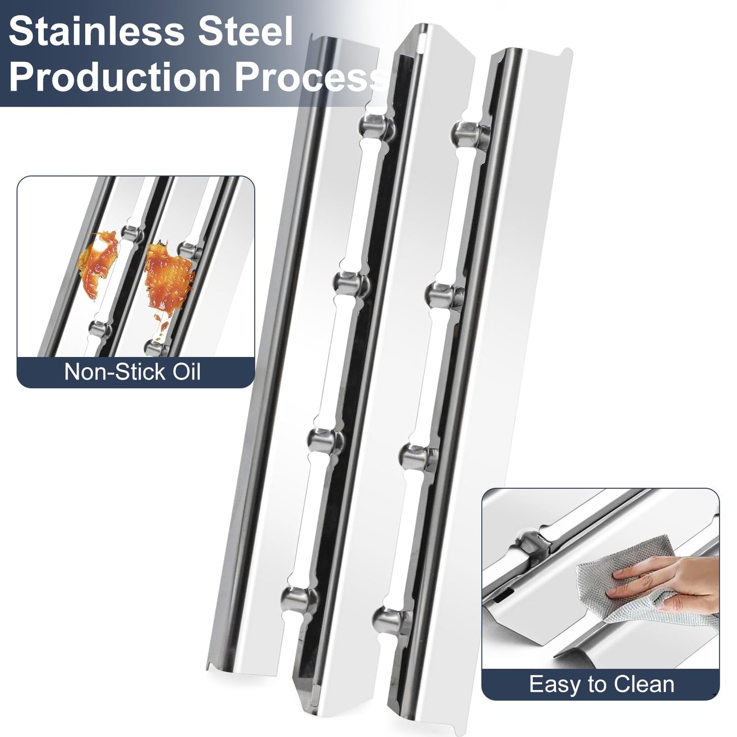 Criditpid 13 3/4" x 5 7/8" Stainless Steel BBQ Heat Shield Plate Replacement Parts for Broil King Signet, Monarch and Sovereign Gas Grills Model, Barbecue Burner Cover, Heat Tent, Flame Tamer, 4 Pack.