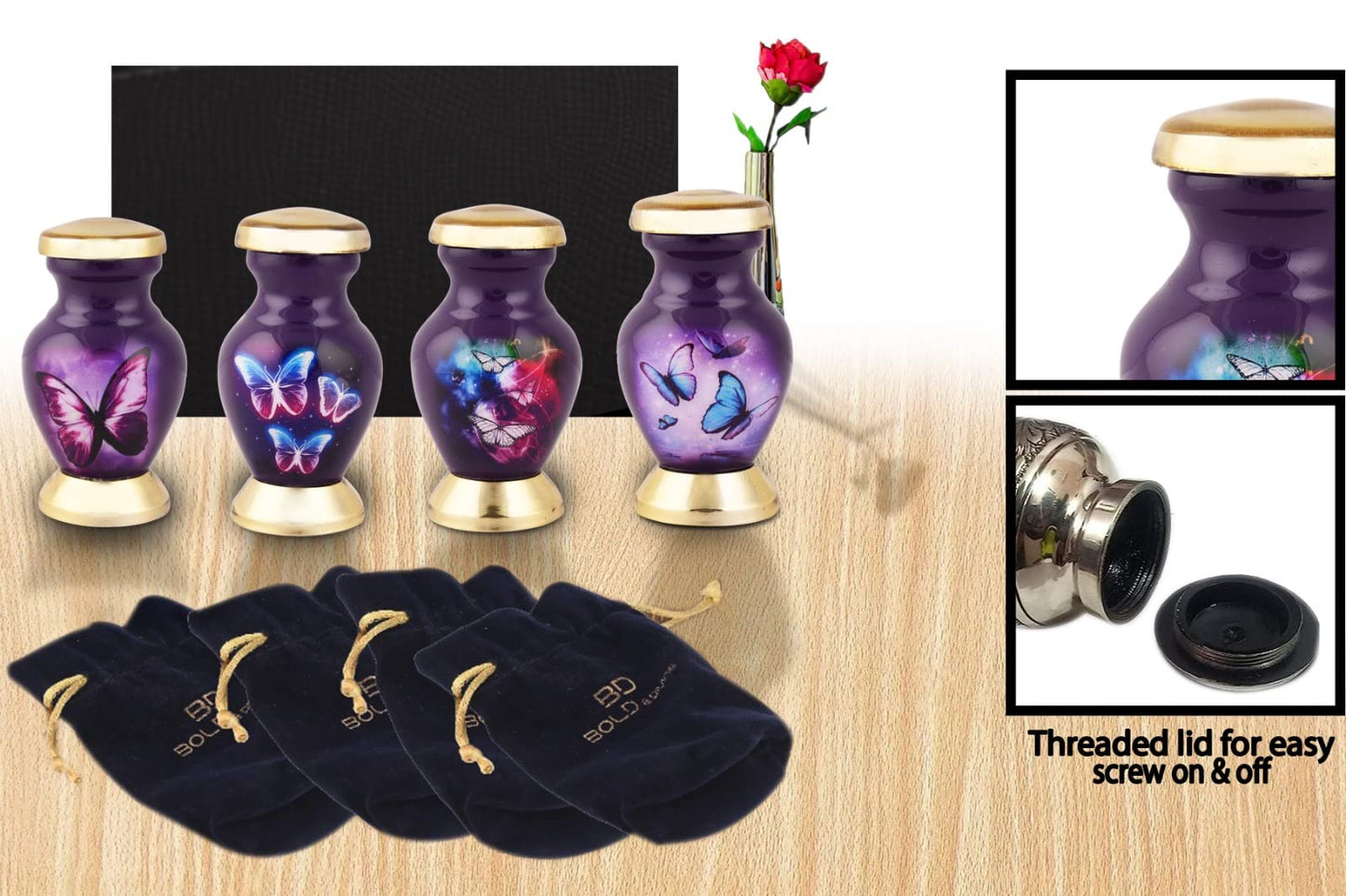 Purple Butterfly Keepsake Urn - Small Pack of 4