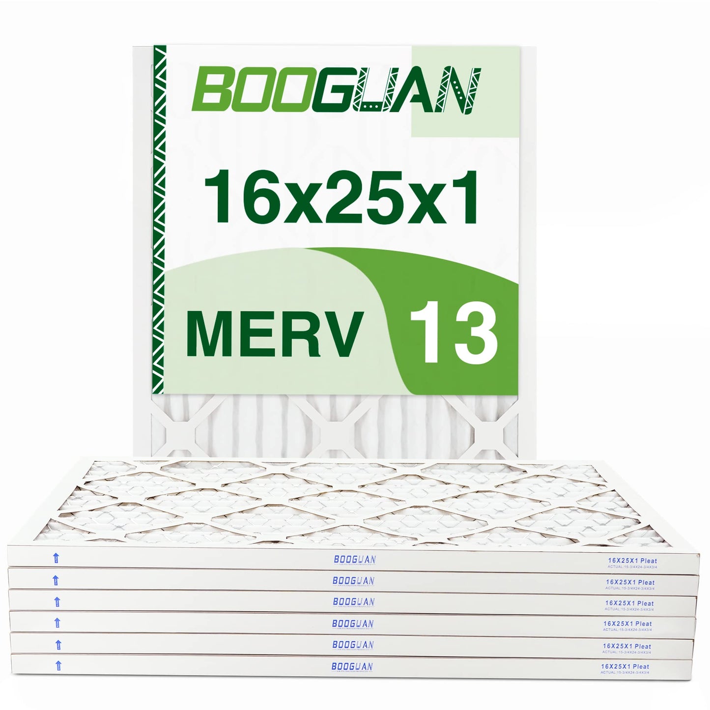 BOOGUAN Filters 16x25x1 MERV 13 Air Filters Pleated HVAC AC Furnace Filters (6-Pack)