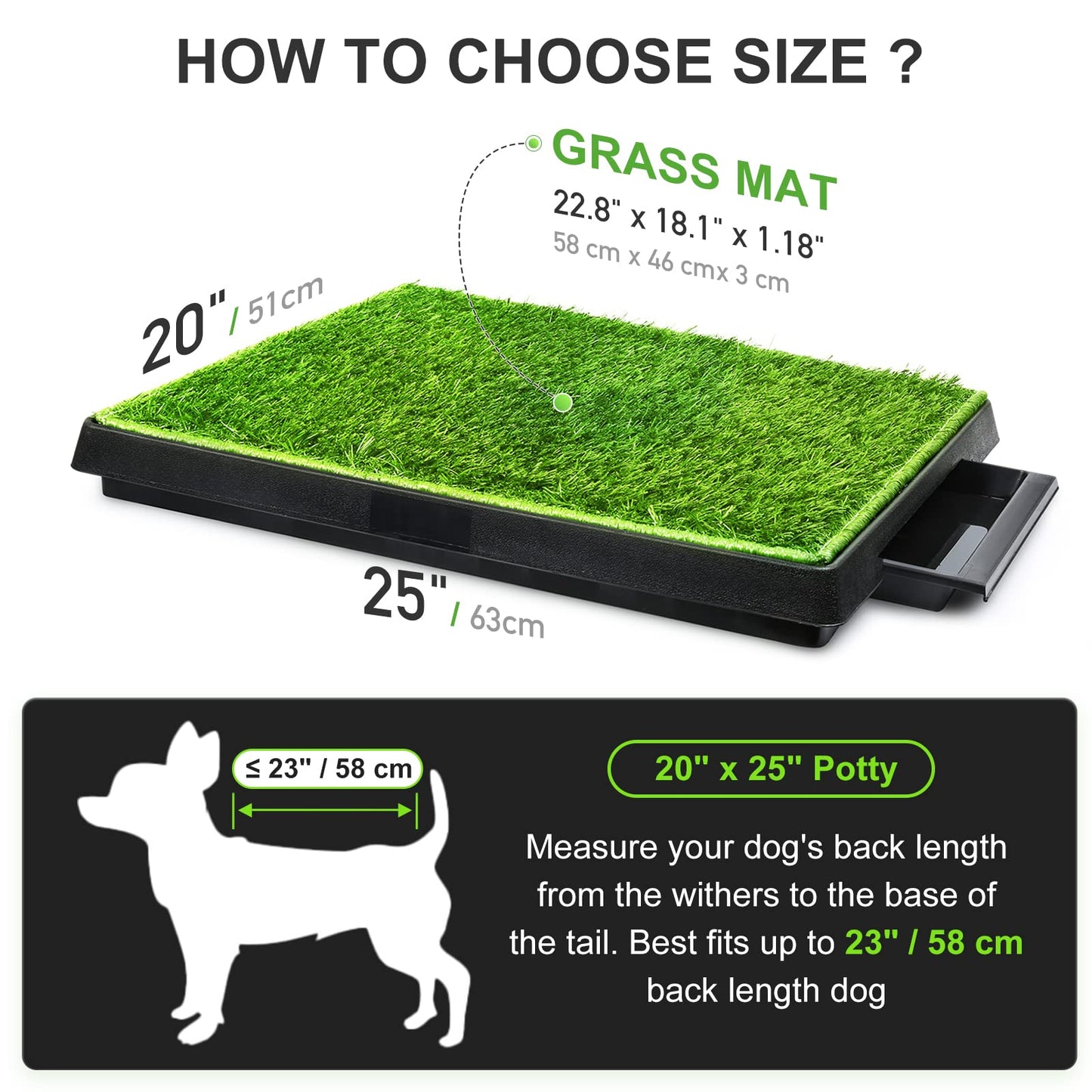 Hompet Dog Toilet Indoor Puppy Training Pad, Removable Dog Potty for Easier Clean Up,Dog Grass Pad with Tray Pet Training Grass Mat