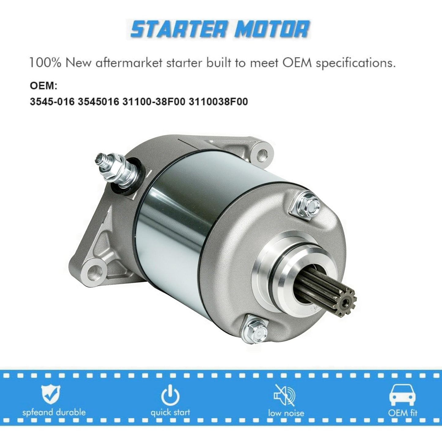 Starter Motor Replacement for Arctic Cat & Suzuki ATV 400 LT-A400F LT-A400FC Eiger Replaces # 3545-016 3313-719 3545-016 31210-PWB1-900 SM-14241 31100-38F00
