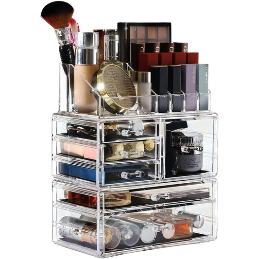 Clear Cosmetic Organizer - Easily Organize Cosmetics, Jewelry and Hair Accessories. Clear Design for Easy Visibility.Set of 3
