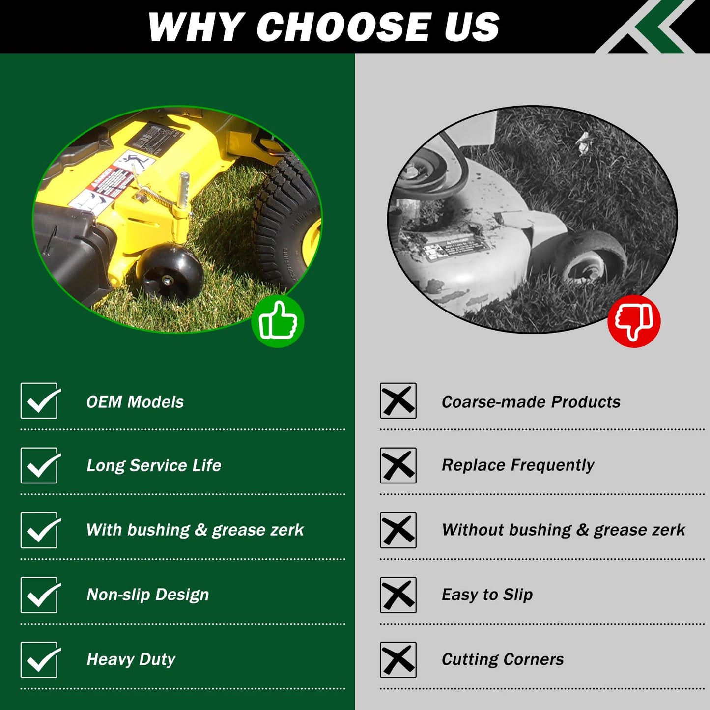 CheeMuii 4 Pack AM125172 Lawn Mower Deck Gauge Wheels Kit Fit for John Deere 48", 54", 60", 62“, 72" Deck Replace for AM125172 AM124706 210-300