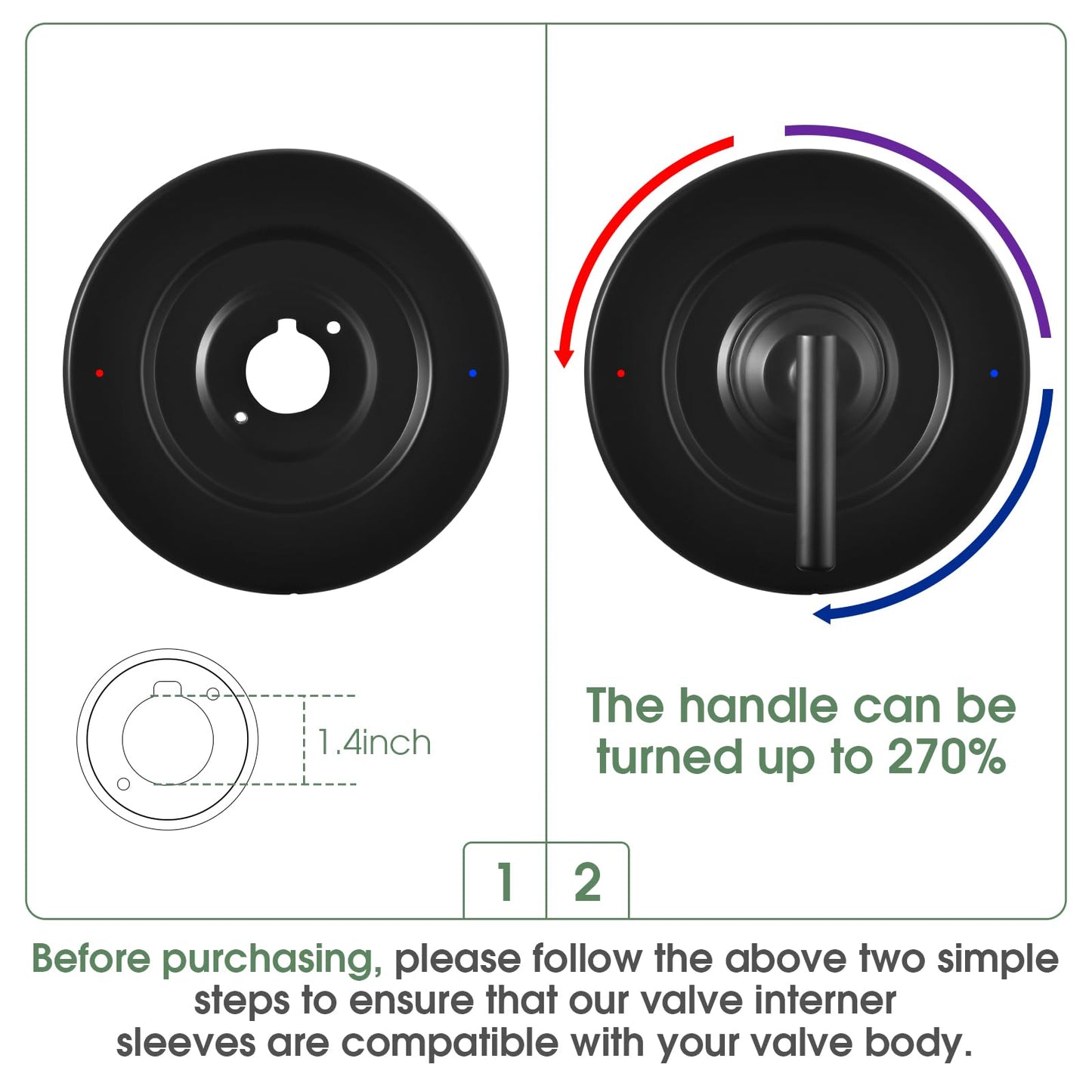 Shower Valve Handle for Moen T2901BL Gibson Shower Trim Kit,Matte Black