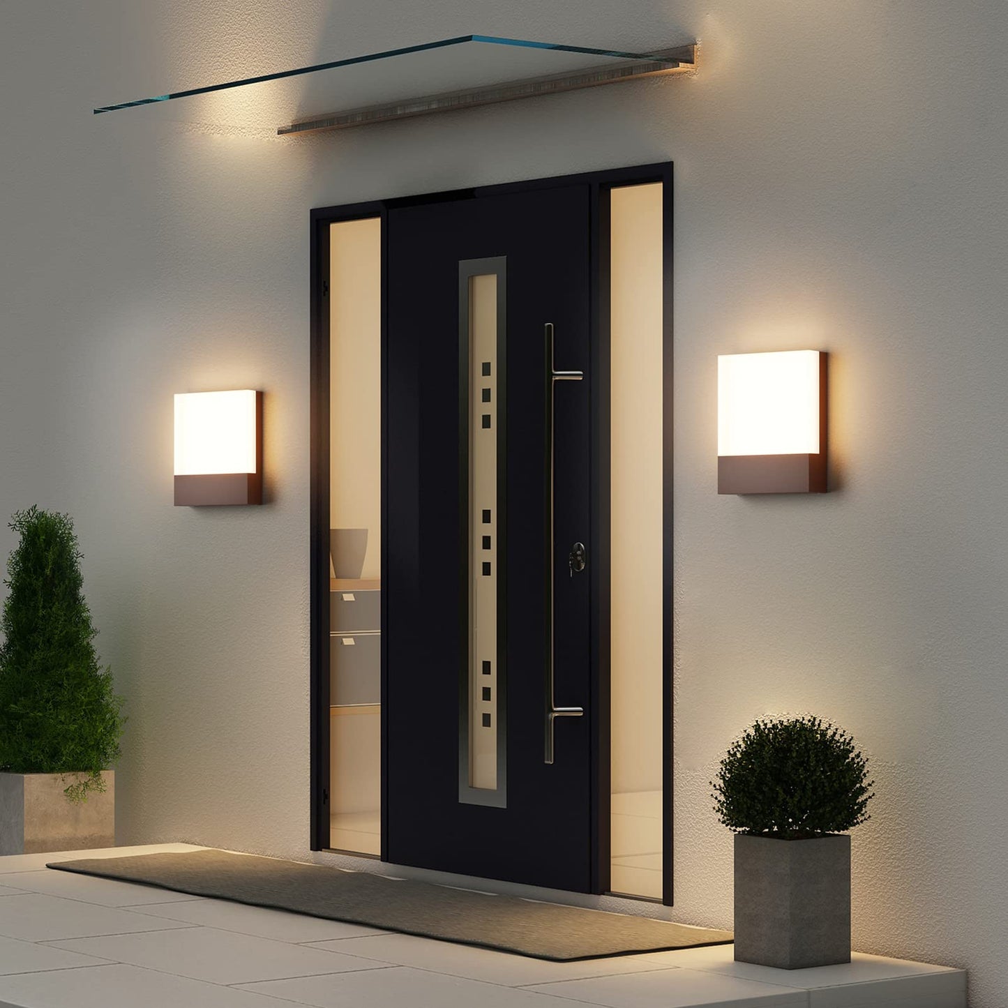 Aoceley Modern Outdoor LED Wall Light,24W 3000K Wall Porch&Patio Light,IP65 LED Exterior Wall Lights Fixtures,Low Profile Wall Sconce for House Yard Garage Walkway Garden(Rust Red,1-Pack)