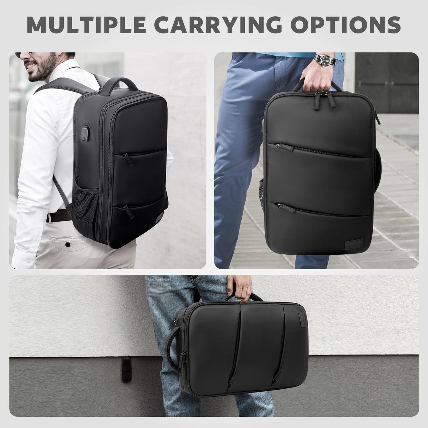 AUROTIER Barber Bag with Insulated Pocket, Portable Backpack for Clippers and Supplies, Travel Hairstylist Smart Bag with USB Charging Port, Water-resistant, Black, Black, Large, Modern