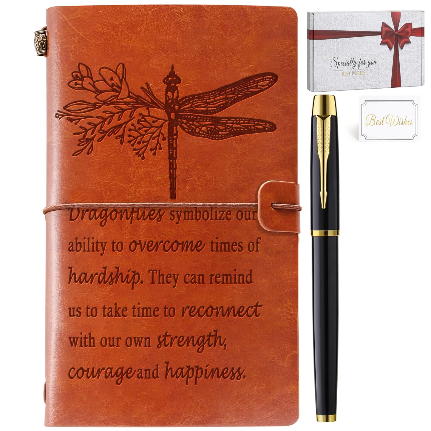 Filten Dragonfly Gifts Leather Journal Notebook Dragonfly Gift for Women Dragonfly Lover Inspirational Encouragement Gifts for Friends Women Men