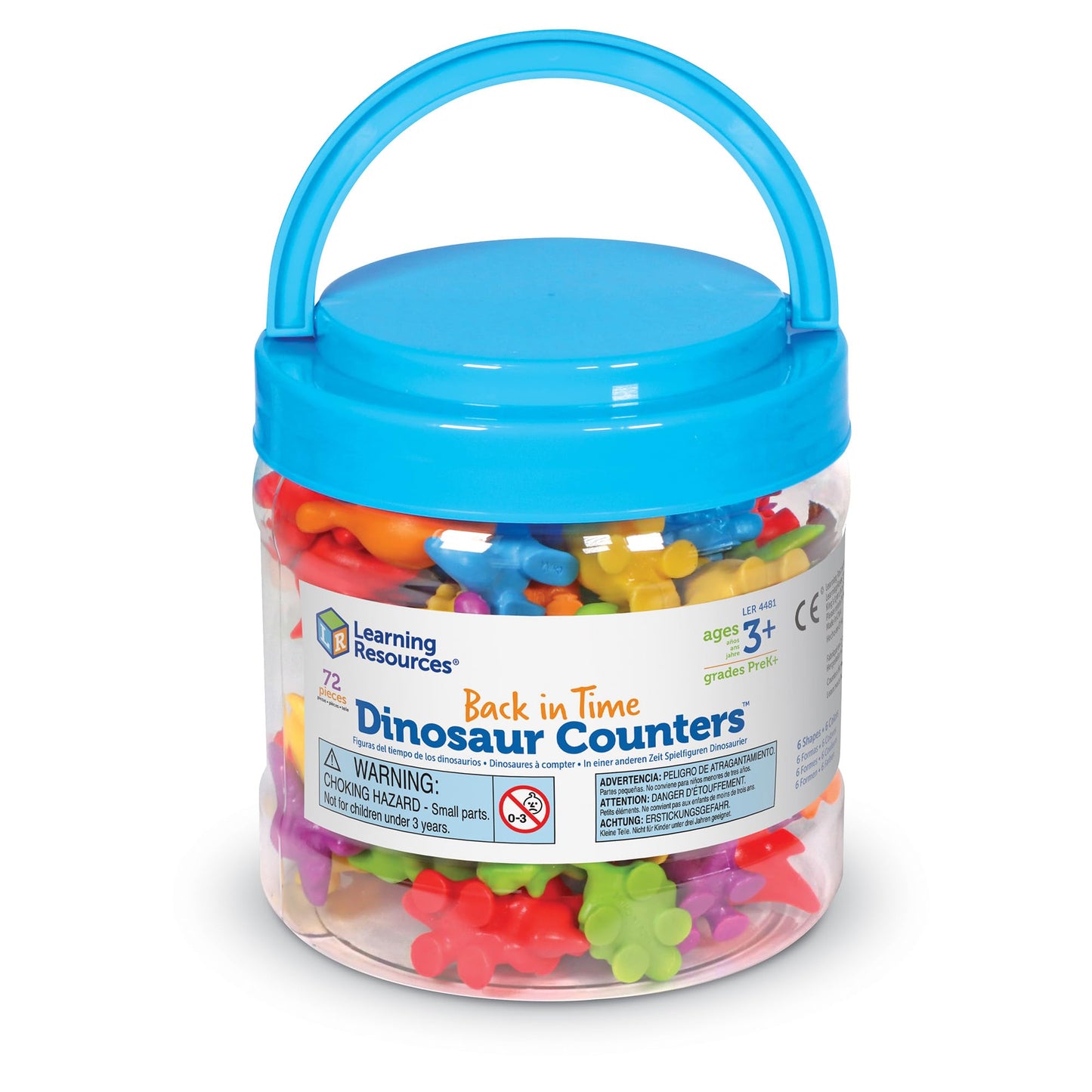 Learning Resources Back in Time Dinosaur Counters, Assorted Shapes and Colors, Set of 72, Ages 3+