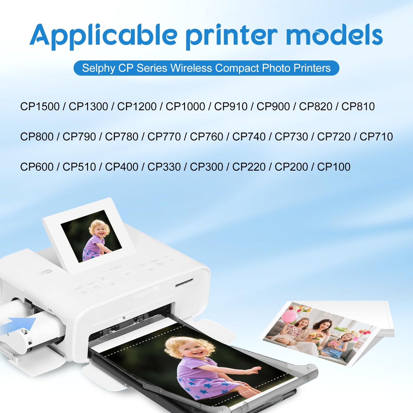 Compatible for Canon Selphy CP1500 CP1300 Ink and Paper, KP-108IN KP108 3 Color Ink Cartridges and 108 Sheets 4 x 6 Paper Glossy, for Canon Selphy CP1500 CP1300 CP1200 CP1000 CP910 CP900 CP800