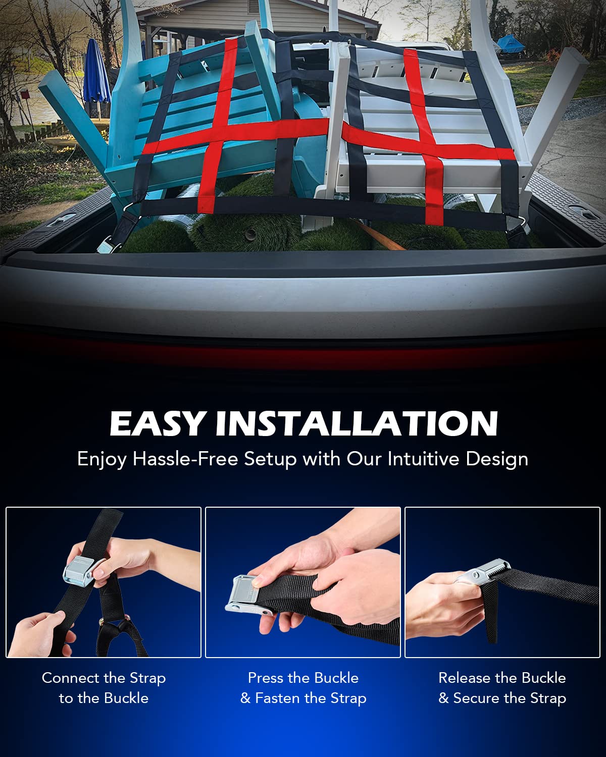 Orion Motor Tech Cargo Net for Pickup Truck Bed, 3.5'x4.2' Net for SUV ATV Oil Rig Cargo Rack, Heavy Duty Accessories with S-Hook Straps Tie Down Strap Bungee Cord