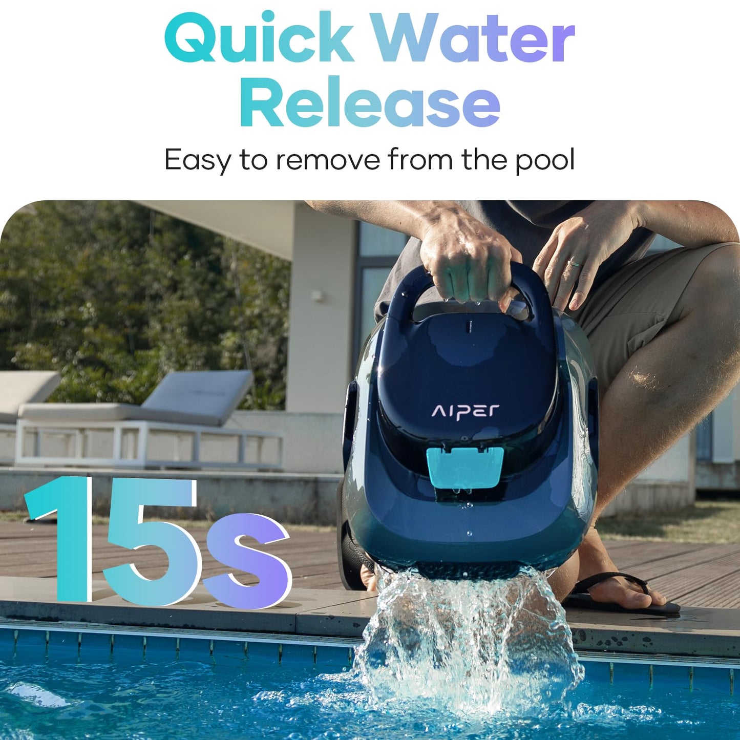 AIPER Scuba SE Robotic Pool Cleaner Vacuum, 90 Mins Battery Life, Automatic Cleaning with Self-Parking Capabilities, Ideal for Above Ground Pools up to 860 Sq.ft (40 Feet)