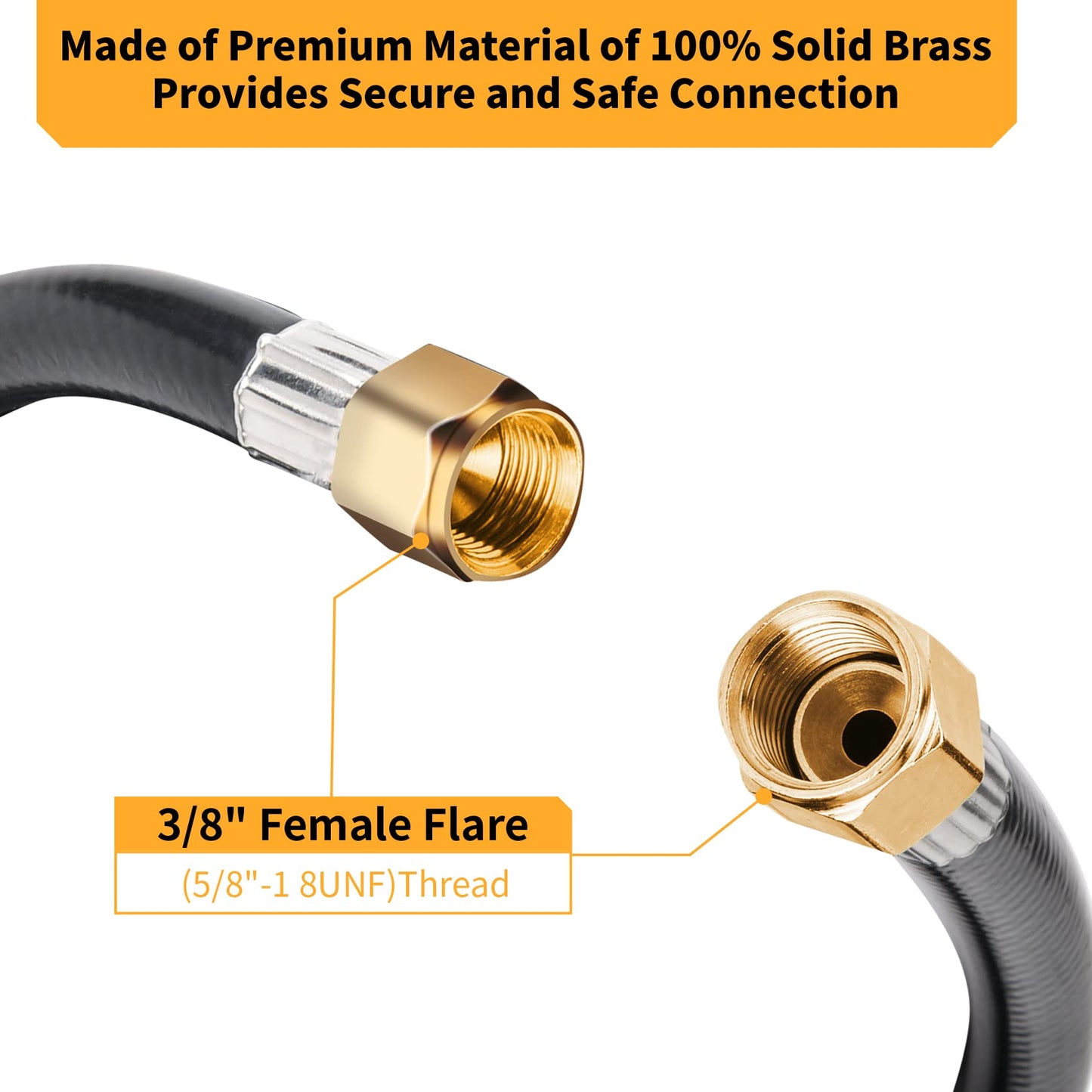 Onlyflame 20FT Propane Hose Extension With 3/8" Female Flare on Both Ends - Flexible Gas Line for RV, BBQ Grill, Tank, Heater and More