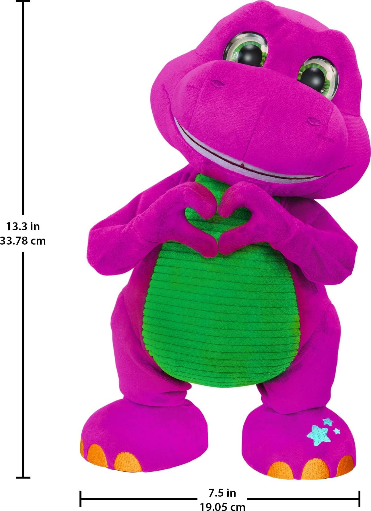 Barney’s World Toddler Toys by Fisher-Price, Barney Tall Plush, 13-inch Figure with Sounds, Soft Texture for Play, Kids Ages 2+ Years