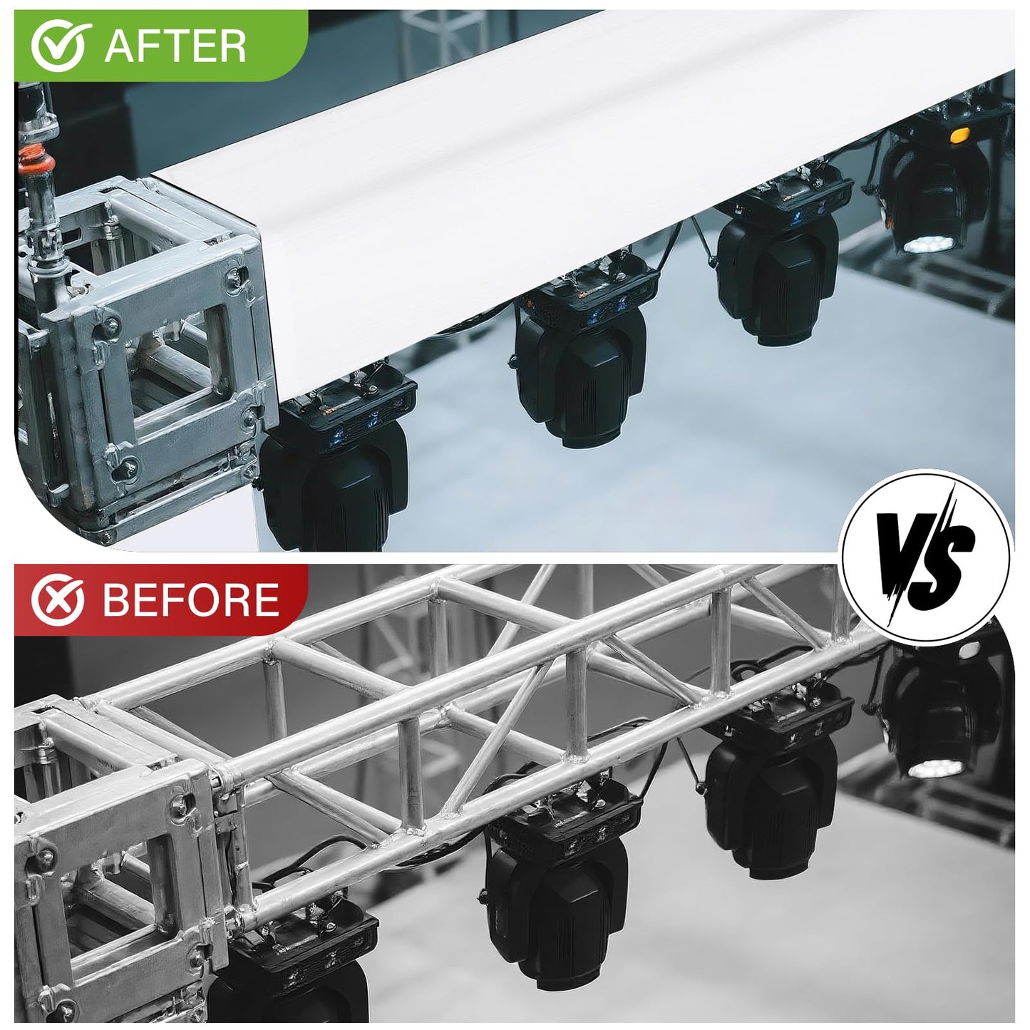 2PCS Thick Truss Cover - Hook and Loop Fixed High Elasticity Scrim Sleeve for 6.56 ft x 12 in Box Truss - Ideal for Wedding, Performance,Concert Decorations(White)