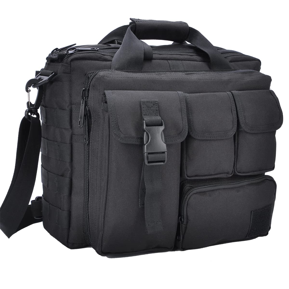 xjmbyoo Tactical Briefcase, tactical computer bag 14.1"" 15.6 In Men's Military Laptop Messenger Multifunction Briefcase for Men, Black-15.6 Inch