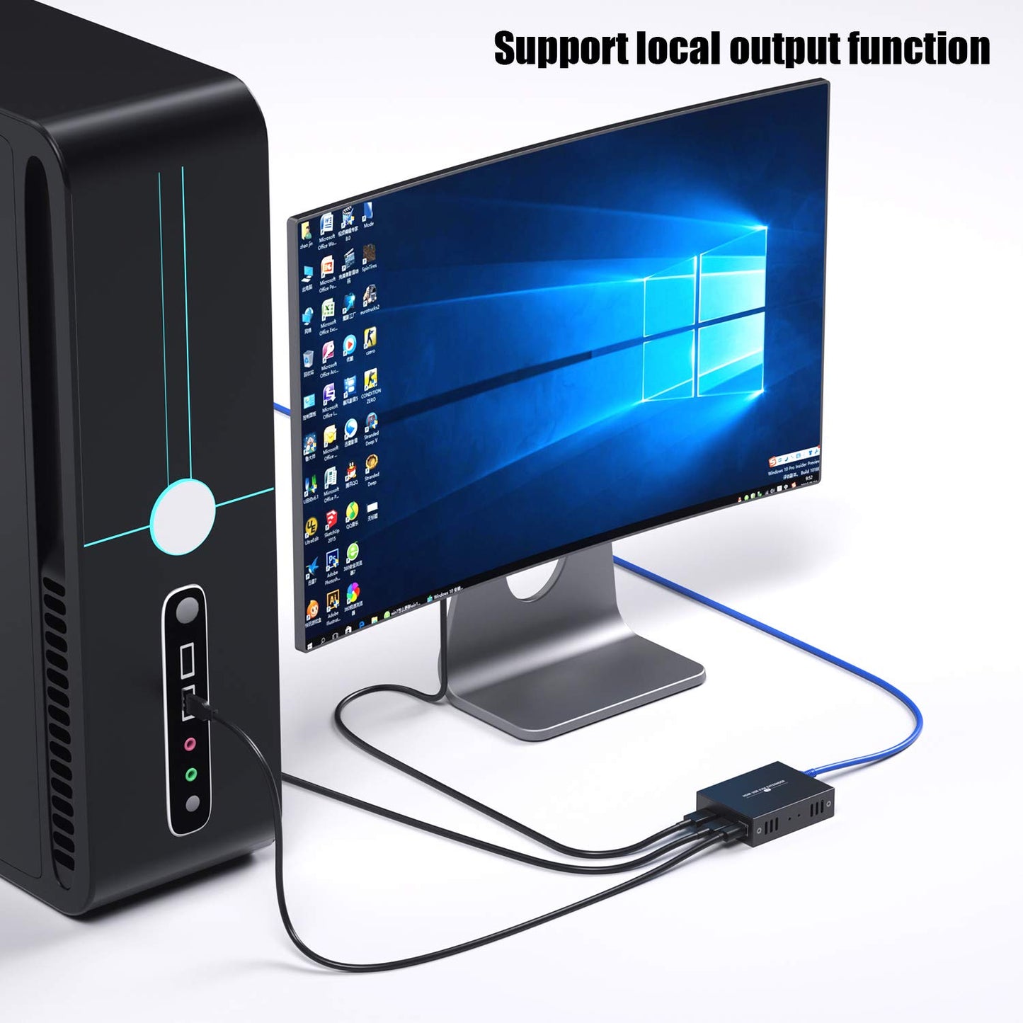 PWAY HDMI KVM Extender 1080P @ 60Hz Over Single Cat5E/6/7 Ethernet Cable Up to 50m/165ft with Loop Out & POC Function - USB Keyboard Mouse Support