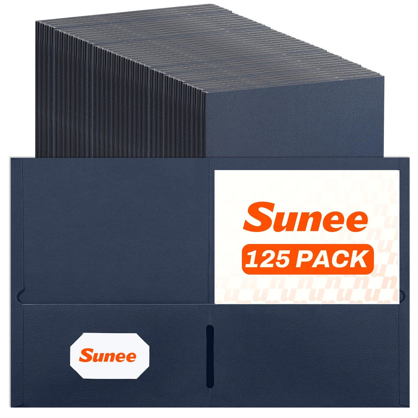 SUNEE Folders with Pockets(125 Pack, Dark Blue), 2 Pocket Folders Fit Letter Size Paper, Paper File Folder for School Office Home Bussiness