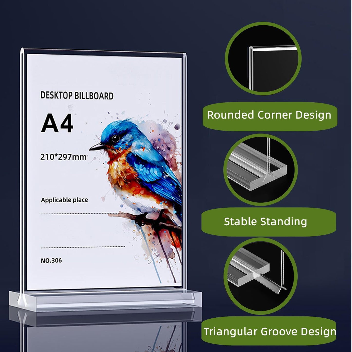 A4 Acrylic Sign Holder, 6 Pack T-Shape Double-Side Menu Holders, Clear Perspex Display Stand for Office Hotel Store Restaurant School