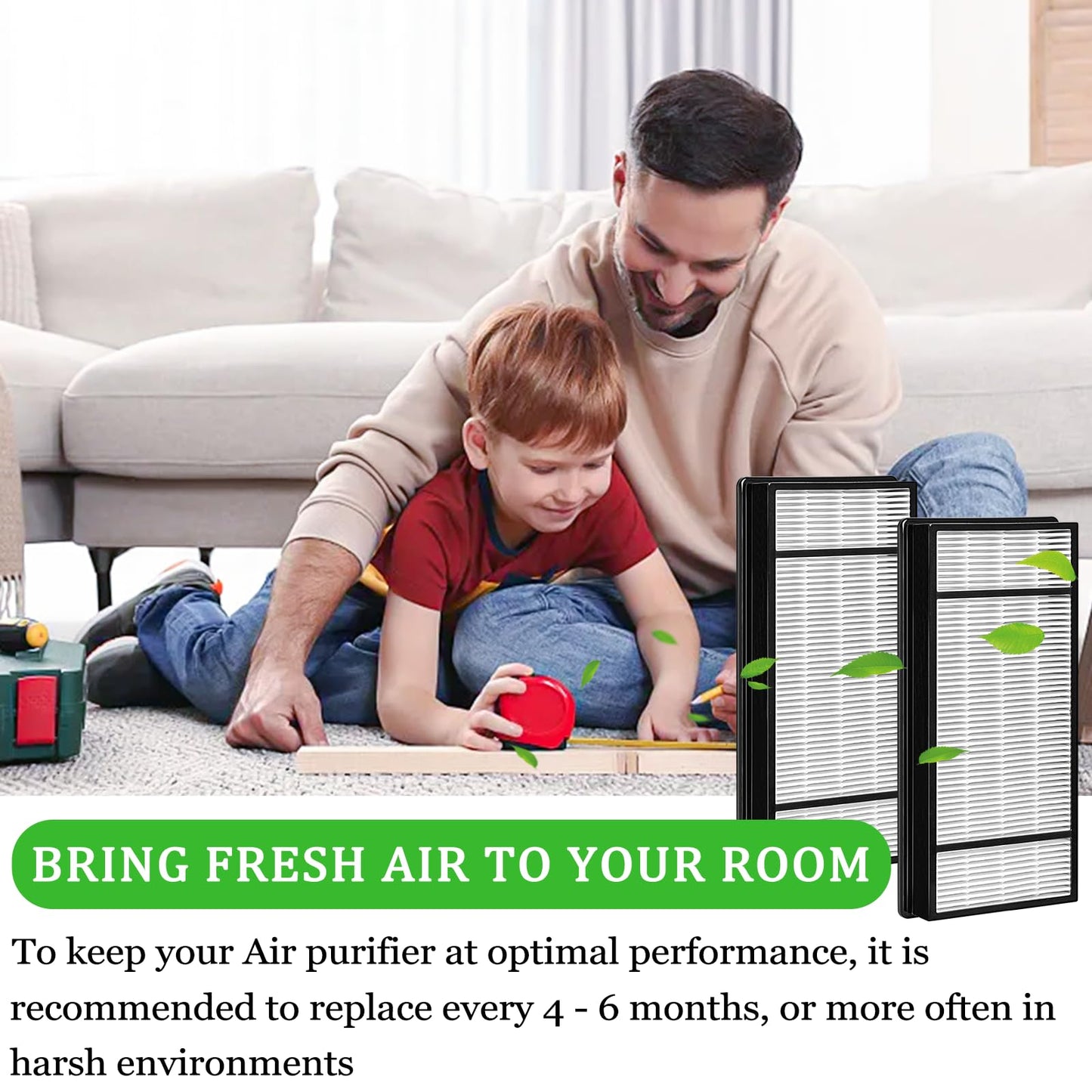 4 Pcs True HEPA Replacement Filter H Compatible with Honeywell Air Purifiers Filters HRF-H1 HRF-H2, Compatible with Honeywell HPA050, HPA060, HPA150, HPA160, HHT055 and HHT155 Series