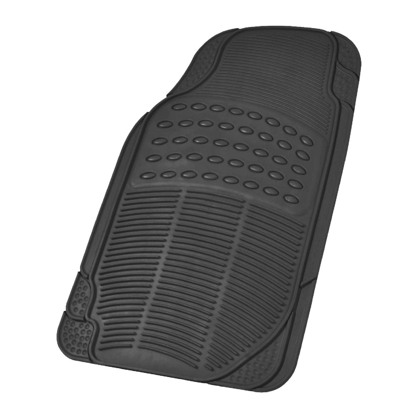 BDK All Weather Rubber Floor Mats for Car SUV & Truck - 4 Pieces Set (Front & Rear), Trimmable, Heavy Duty Protection (Black)