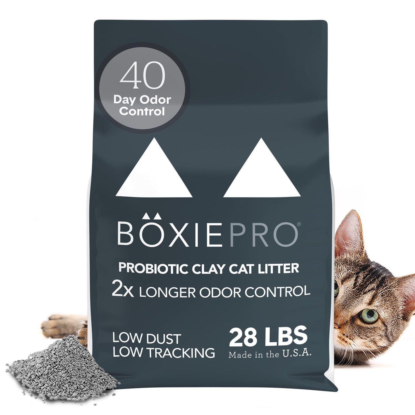 Boxie® Probiotic 40 Day Natural Odor Control Cat Litter, 28lb Clumping Clay Kitty Litter