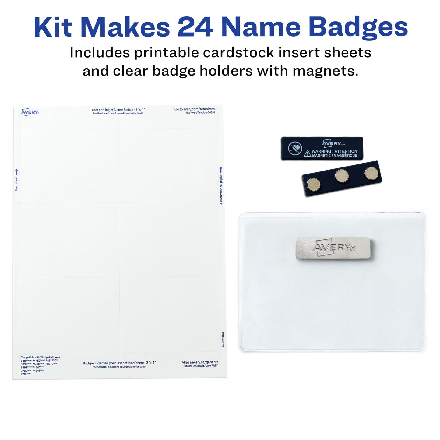 Magnetic Style Name Badges, PVC Plastic, 3" x 4", White