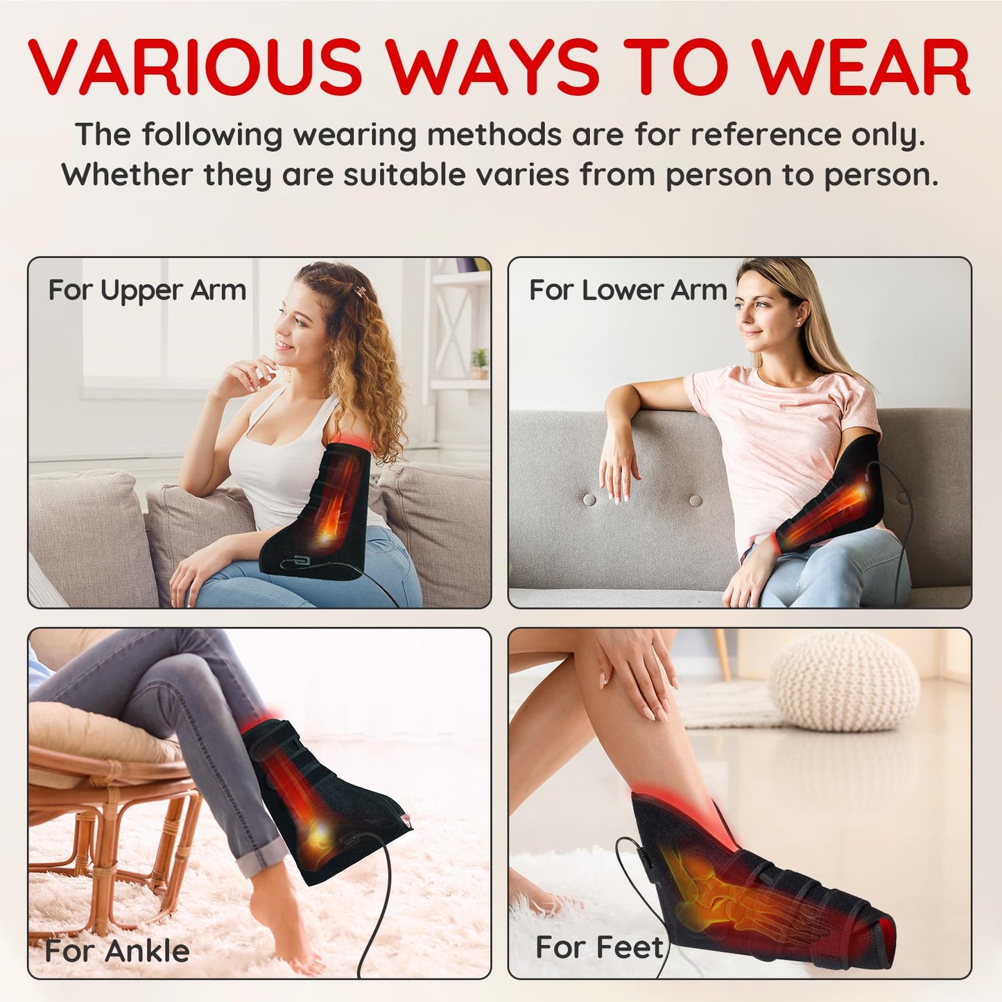 3-in-1 Chip 165 LEDs Red Light Shoe with Timer and PVC Film for Home/Office Use with No Case (1 PCS Single)