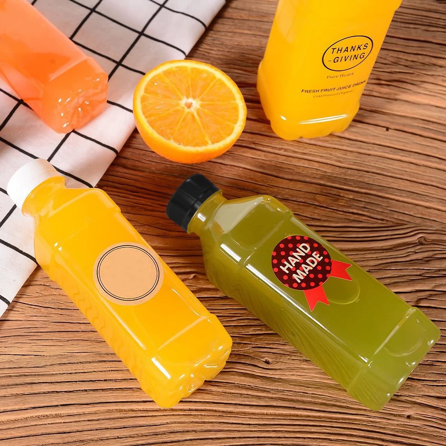 WUWEOT 30 Pack Plastic Juice Bottle, 10 Oz (300 ml) Clear Empty Milk Bottles, Reusable Bulk Beverage Containers with Tamper Evident Caps Lids
