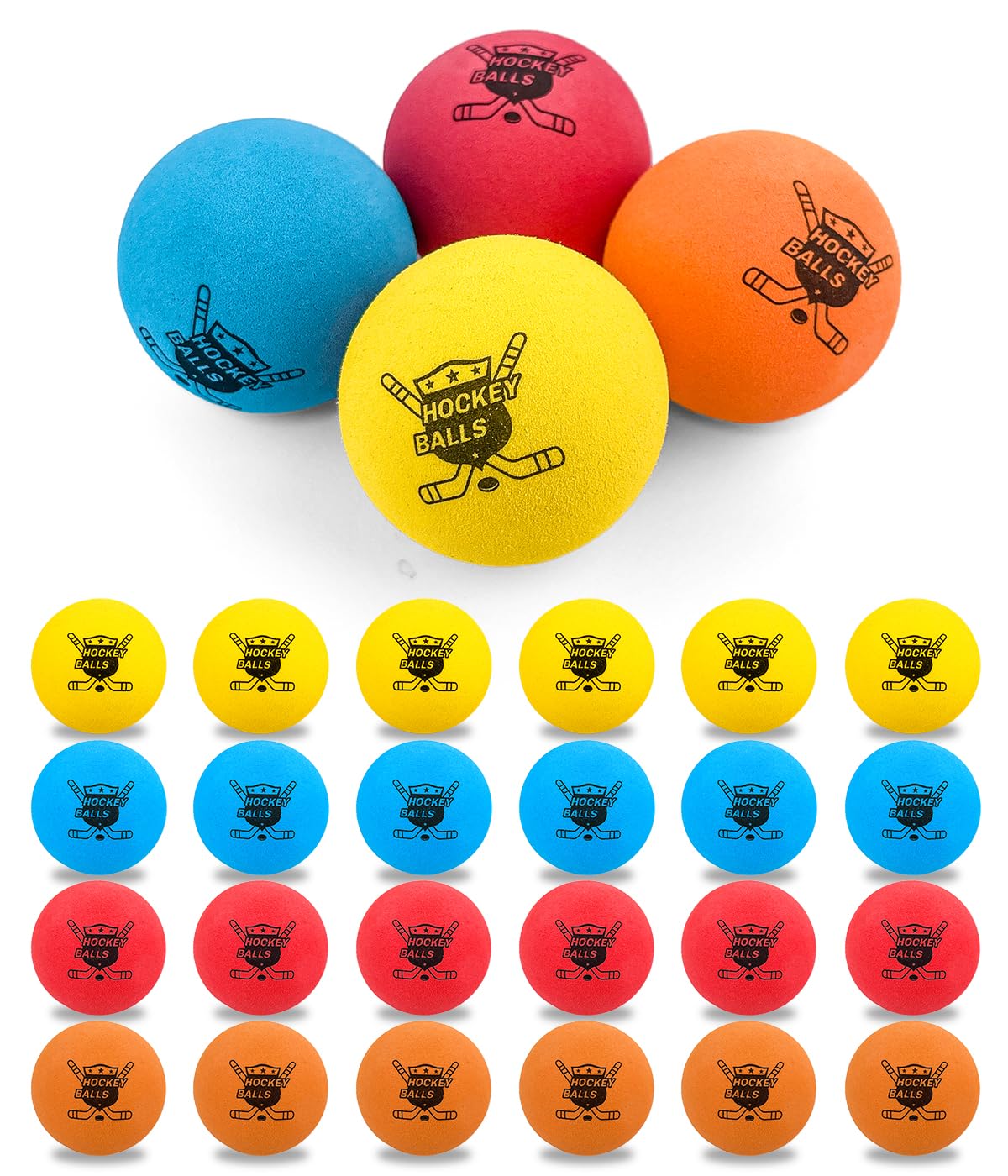 Pandahero 24-Pack Mini Knee Hockey Balls for Indoor Play – Soft Foam Balls for Floor Hockey & Mini Sticks – Birthday Gifts for Toddler Kids Boys Girls