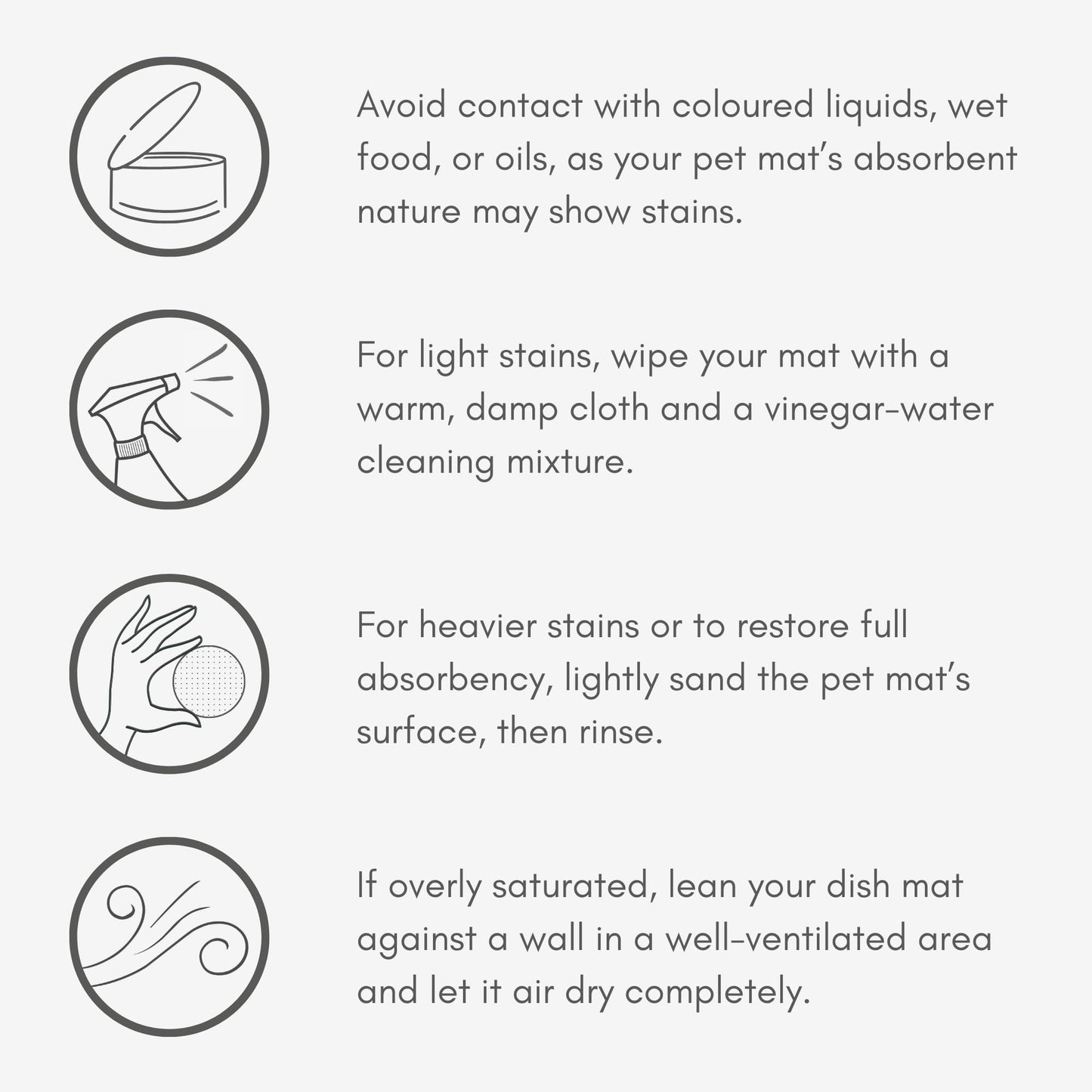Natureva Home - Stone Pet Food Mat | Super Absorbent, Quick Drying | Diatomite Bowl Feeding Mats for Dog and Cat | Made of Natural Diatomaceous Earth | Absorbing Water Instantly | Colour Graphite